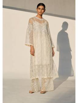 SAMANT CHAUHAN - Nude Organza Kurta with Pant and Inner Slip