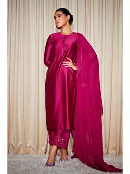DOHR INDIA - Purple Saba Cotton Embroidered Kurta with Pant
