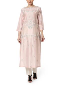 SAMANT CHAUHAN - Pink Flower Embroidery Kurta with Pant