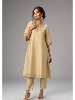 MONK & MEI - Zohra Beige Choga Kurta with Pants
