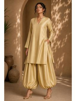 MONK & MEI - Gold Aarzoo Kurta with Herems Pants
