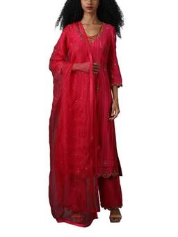 SAMANT CHAUHAN - Red Kurta with Pant and Dupatta