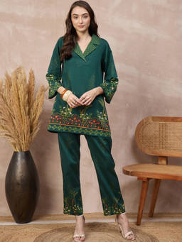 First Resort by Ramola Bachchan - Green Tropical Printed Co-Ord Set