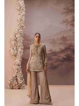 PARUL GANDHI - Rose Gold Meher Palazzo and Kurta with Dupatta