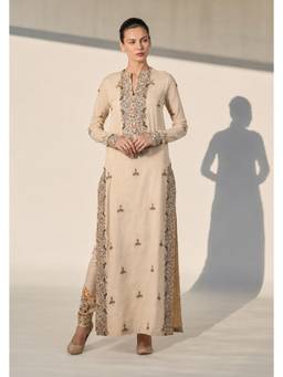 SAMANT CHAUHAN - Beige Straight-Cut Ankle-Length Kurta with Churidar