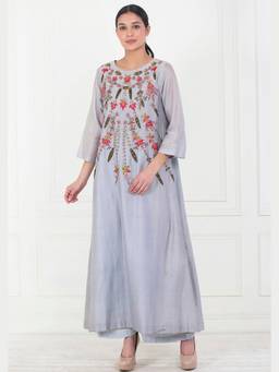SAMANT CHAUHAN - Blue Cotton Silk Kurta with Pant