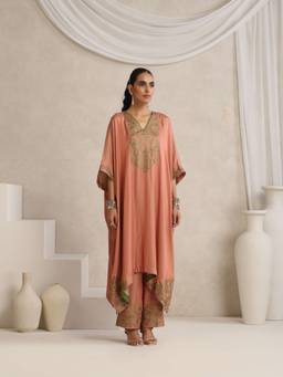 WAZIR C - Afsana Peach Kaftaan and Pant