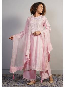 SAMANT CHAUHAN - A Beautiful Baby Pink Cotton Silk Kurta with Pant and Dupatta