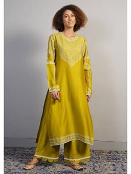 SAMANT CHAUHAN - A Lovely Warm Olive Cotton Silk Kurta with Pant