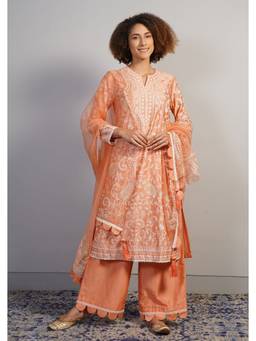 SAMANT CHAUHAN - A Gorgeous Peach Cotton Silk Kurta with Pant and Dupatta