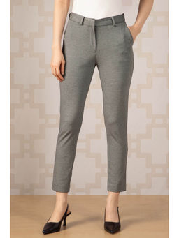 Van Heusen - Grey Solid Slim Fit Trousers