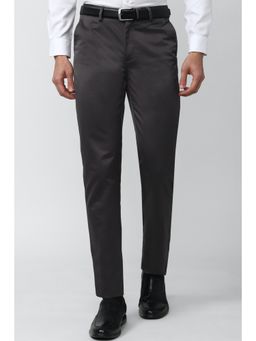Peter England - Men Grey Solid Slim Fit Formal Trousers
