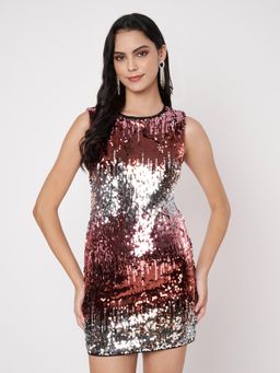 AMAGYAA - Multi-Color Sequined Sleeveless A-Line Mini Dress
