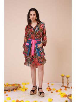LABEL NIYAMI - Vibrant Floral Waist Harness Mini Dress