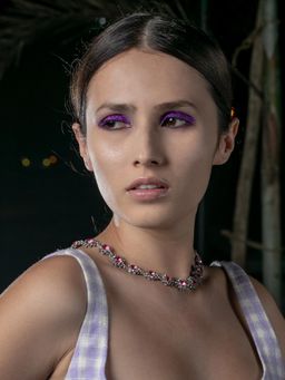 Odette - Exquisite Pink Metal Necklace Set