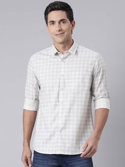 Classic Polo - Men's Blue Collar Neck Printed Cotton Slim Fit Shirt