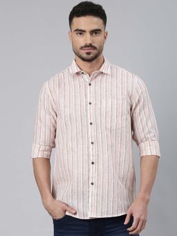 Classic Polo - Men's Multicolor Collar Neck Striped Cotton Slim Fit Shirt
