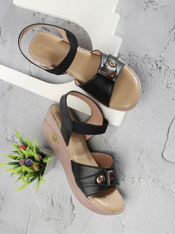 Iconics - Women Black Comfort Sandals