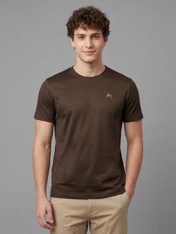 Being Human - Brown Solid Half Sleeve Crew Neck Men's T-Shirt