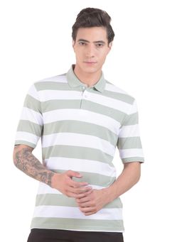 Cantabil - Striped Polo T-shirt for Men - Green