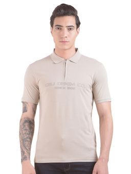 Cantabil - Printed Polo T-shirt for Men - Beige