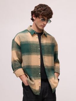 CAHOOT - Mens Green Tartan Check Full Sleeve Relaxed Fit Casual Shirt
