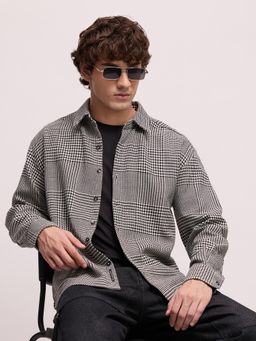 CAHOOT - Mens Black Tartan Check Full Sleeve Relaxed Fit Casual Shirt