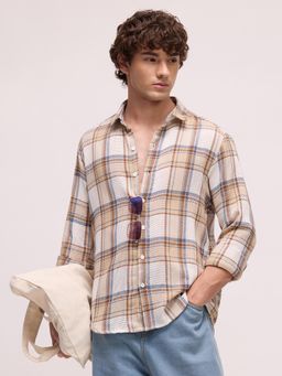 CAHOOT - Mens Multicolour Tartan Check Full Sleeve Regular Fit Casual Shirt