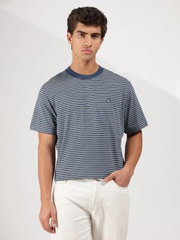 Calvin Klein - Striped Relaxed Fit Cotton Blue T-Shirt