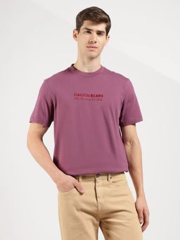 Calvin Klein - Embroidered Logo Relaxed Fit Cotton Purple T-Shirt