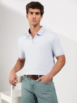 Calvin Klein - Solid Regular Fit Cotton Blue Polo T-Shirt