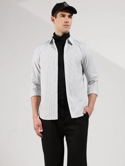Calvin Klein - Striped Slim Fit Cotton Grey Shirt