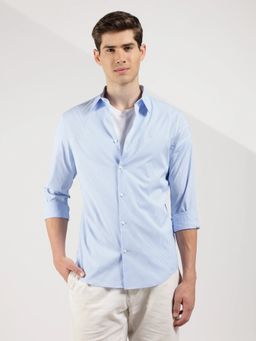 Calvin Klein - Striped Slim Fit Cotton Blue Shirt