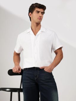 Calvin Klein - Solid Regular Fit Linen White Shirt