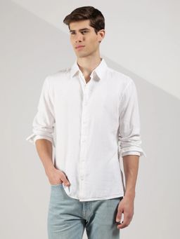 Calvin Klein - Solid Regular Fit White Linen Shirt