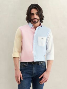 GANT - Blue Cotton Colorblocked Shirt