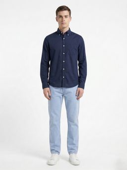 GANT - Navy Blue Cotton Solid Shirt
