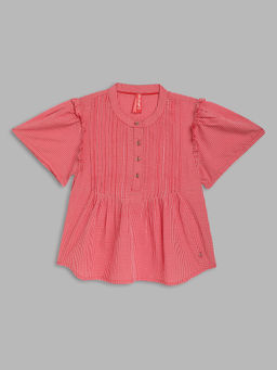 Blue Giraffe - Girls Maroon Checked Top