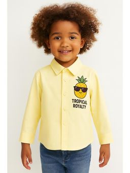 ZIP ZAP ZOOP - Yellow Cotton Pineapple Royality Printed Boys Shirt