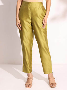 Fabindia - Women Gold Solid Mid-Rise Elasticated Pant