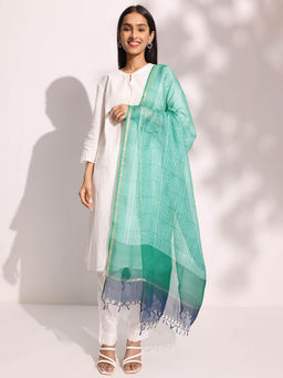 Fabindia - Women Turquoise Printed Dupatta