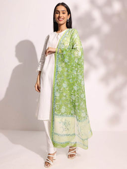 Fabindia - Women Green Printed Dupatta