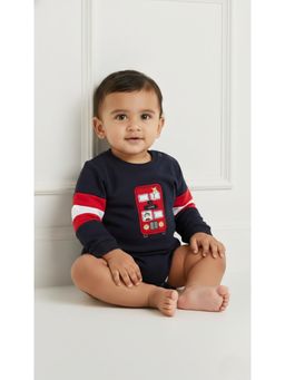 My Milestones - Cotton Full Sleeves Winsor Wheel Onesie - Navy Blue