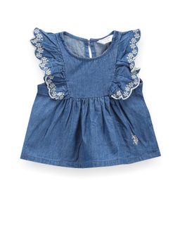 U.S. POLO ASSN. - Girls Round Neck Denim Top Blue