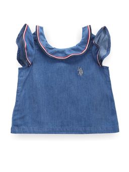 U.S. POLO ASSN. - Girls Sleeveless Ruffle Top Blue