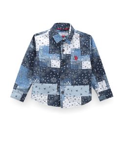 U.S. POLO ASSN. - Boys Cotton Paisley Shirt Blue