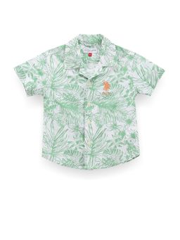 U.S. POLO ASSN. - Boys Collar Neck Cotton Printed Shirt Green