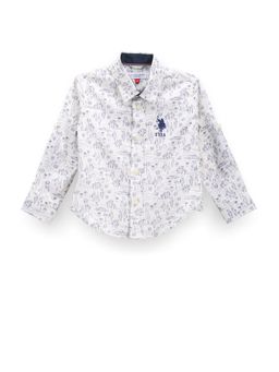 U.S. POLO ASSN. - Boys Spread Collar Graphic Printed Shirt White