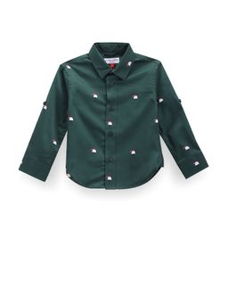 U.S. POLO ASSN. - Boys Brand Printed Cotton Shirt Green