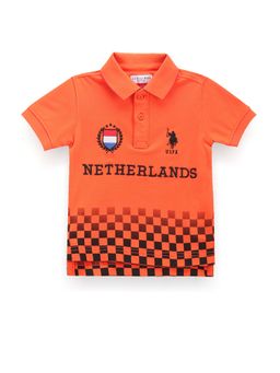 U.S. POLO ASSN. - Boys Flag Printed Polo T-Shirt Orange